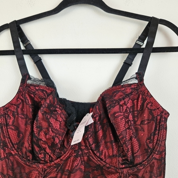Cacique Lace details black red Corset Top Size 14/16 NWT - Picture 3 of 7